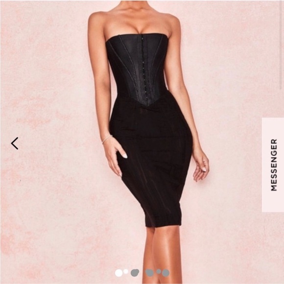 House of CB SEXY CORSET BLACK MESH STRAPLESS COCKTAIL LBD TUBE DRESS MEDIUM - Picture 6 of 11